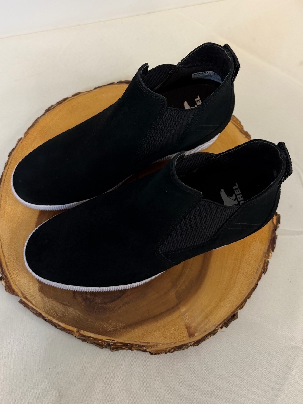 Sorel Out N About Slip On Wedge II Booties Black & White Suede Upper‎ Women’s 7 - Picture 2 of 10